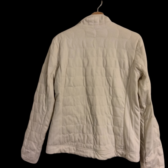 Adidas Womens Full Zip Jacket Coat Warm Soft Sporty Pockets Cream Off White L - Picture 3 of 12